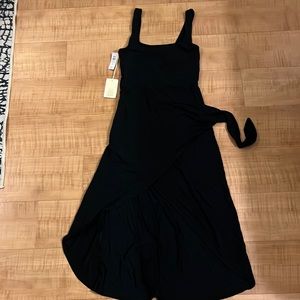 Aritzia Wilfred black wrap dress (Saturn midi)